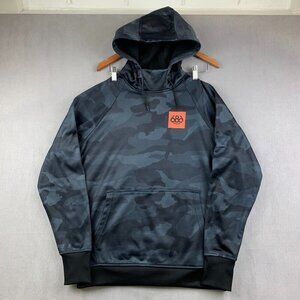 686 Mens Small Blue Camo Hoodie Long Sleeve Bonded Fleece Pullover Snowboarding